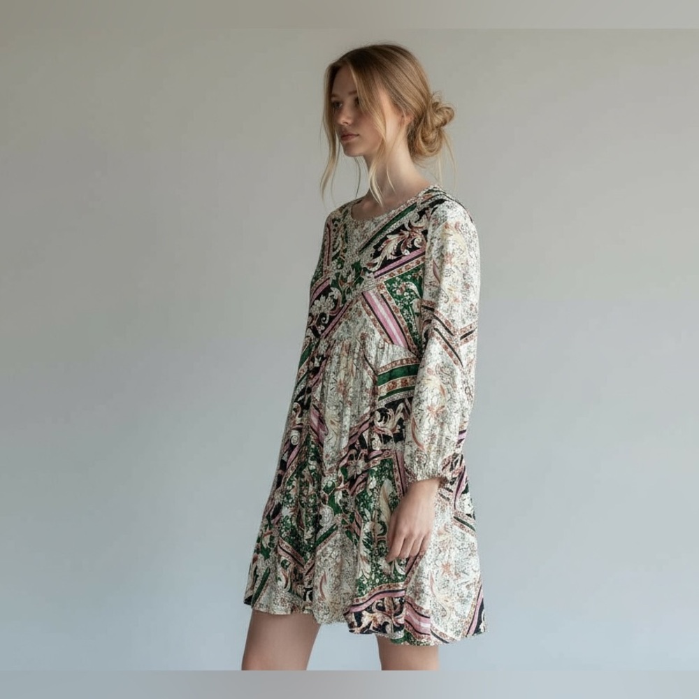 Umgee Empire waist boho tunic/dress Fall Mulit Color Size Small.